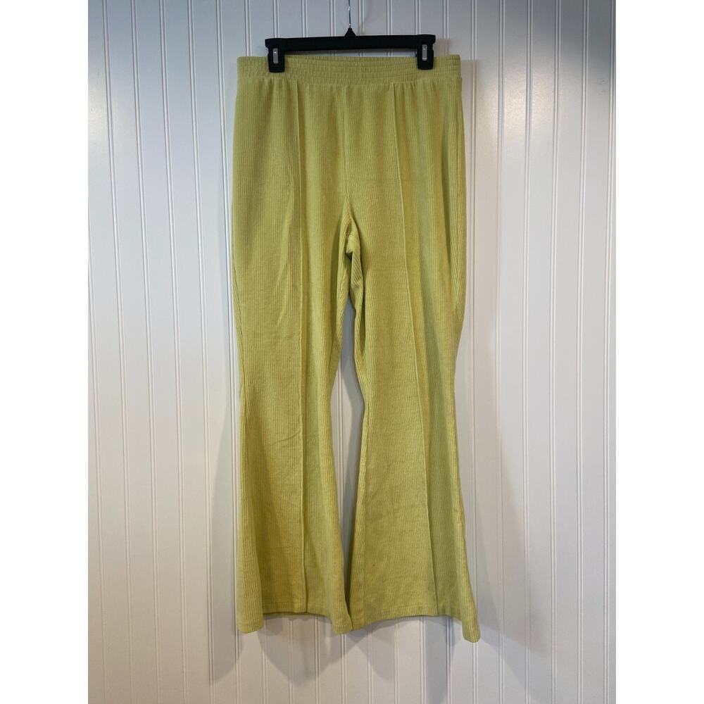 Aerie Sweatpants Women's Large Neon Yellow Flare Size Small Trendy, Ribbed
